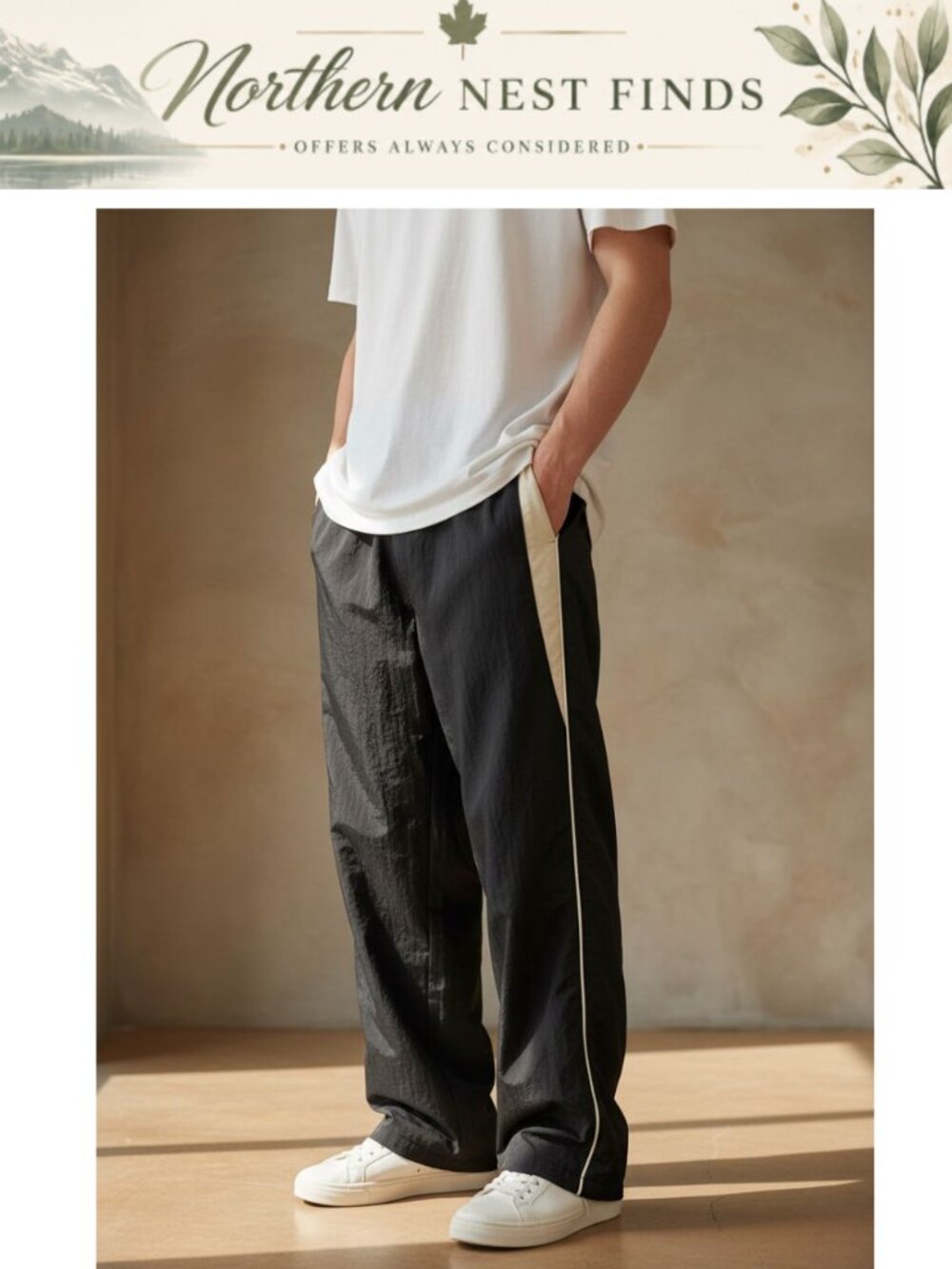 Men's Y2k Baggy Track Pants Sweatpants Loose Wide Leg Striped Parachute Joggers
